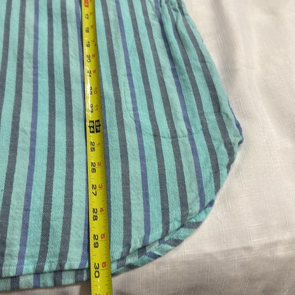 (H1) Soft Surroundings Turquoise Striped Embroidered Tunic, Sz M - Picture 4 of 15